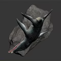 Realistic Ichthyosaur Prehistoric Marine Reptile Model With Open Mouth On Rock Base