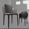 White And Brown Leisure Chairs With Vertical Striped Backrest And Rounded Armrests