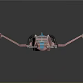 Futuristic Aerial Spacecraft Design With Pink Body Blue Stripe Cockpit Wings And Propellers