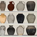 Ceramic Vessels In Various Colors And Shapes On White Display Shelves