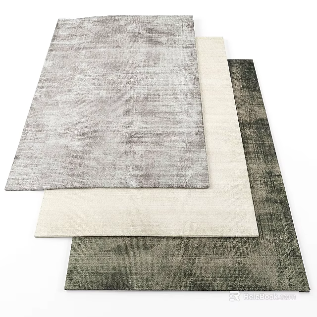 Square Rugs with Gray Beige and Dark Textured Patterns for Modern Home Interior 3d model 