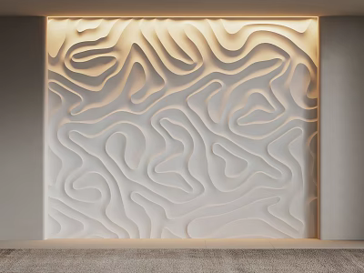 3D Textured Wall Panel With Wave Pattern For Modern Interior Design 3d model