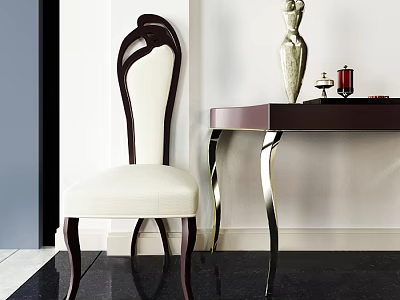 Elegant Leisure Chair With Dark Wooden Backrest And Cream Upholstered Seat 3d model