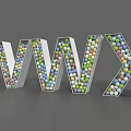 Colorful Balls Filled Alphabet Letters J V W X Display On Gray Background
