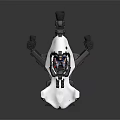 Futuristic Open Top White and Black Car with Seated Figure in Cockpit Design