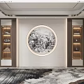 Sofa Background Wall Bedroom Dining Room Background Wall Open Cabinet Decorative Cabinet Modeling 3d model