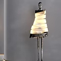 Abstract Floor Lamp With Humanoid Silhouette And Spiral Light Ring For Modern Decor