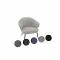 Beige Upholstered Modern Armchair With Curved Armrests And Wooden Legs