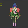 Anime Style 3D Female Character with Pink Hair Heart Shaped Accessory and White Fluffy Coat