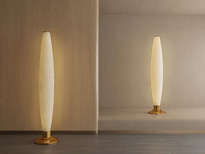 Modern Spiral Texture Floor Lamp With White Lampshade And Gold Base For Interior Decor 3d model