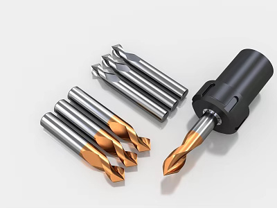 Professional Metal Drill Bits Set with Coated Tips and Black Tool Holder 3d model
