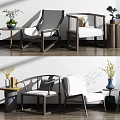 New Chinese Style Casual Sofa Combination Casual Chair Side Table Single Chair Vase Combination 3d model