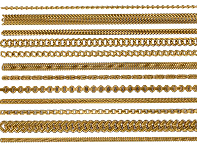Hardware Tools Assorted Gold Metal Chain Designs With Various Styles And Types 3d model