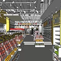 Shopping Mall Retail Store With Yellow Facade And Shelves For Product Displays