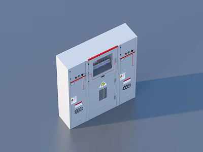 White Household Electrical Control Cabinet With Digital Display Screen And Operation Buttons 3d model