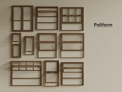 Poliform Wooden Wall Mounted Shelves With Various Designs And Shapes 3d model