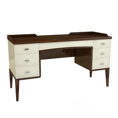 Classic Wooden Desk With White Drawers And Dark Top Surface Design 3d model