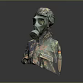 Military Weapon With Camouflage Uniform Gas Mask German Flag And Name Tag Johnson