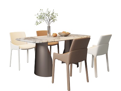 Modern Dining Table and Chair Combination 3d model