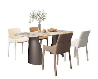 Modern Dining Table and Chair Combination 3d model