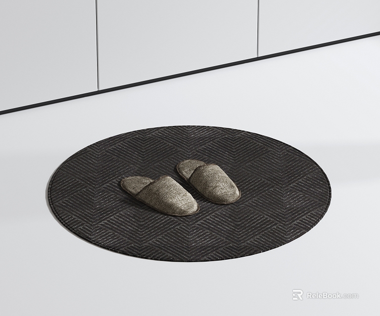 Circular Mat With Slippers As Garden Ornament 3d model 