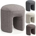 Textured Fabric Sofa Stools In Multiple Gray Tones For Living Room Decor 3d model