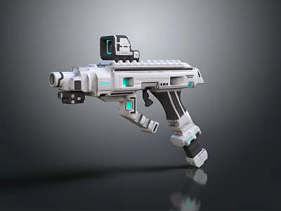 Futuristic Sci Fi Weapon With White Body Blue Accents And Advanced Mechanical Design 3d model