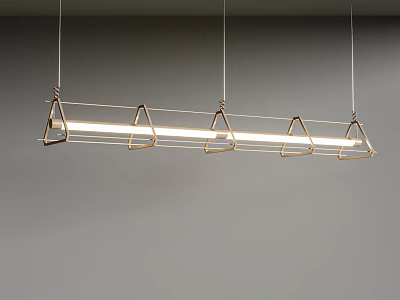 Modern Hanging Chandelier with Metal Frame Triangular Brackets and Illuminated Tube 3d model