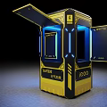 Public Shared Charging Facility with Yellow Black Design Blue LED Lighting and Power Bank Storage