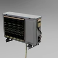 White AC Fan Outdoor Unit with Metal Grille and Stable Support Stand