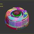Glowing Purple Spinning Top With Wolf Head Center And Metallic Ring Structure