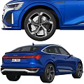 Blue Audi SUV Front And Rear Exterior Views 3d model