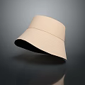 Beige Bucket Hat with Textured Brim on Gray Gradient Background and Reflection 3d model