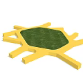 Yellow Irregular Tree Pit Design With Green Grass And Three Trees 3d model