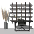 Modern Desk and Chair Desk and Chair Combination Creative Desk and Chair Bookcase Creative Bookshelf Art Bookshelf Ornaments 3d model
