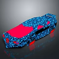 Unique Blue Camouflage Pattern Car With Red Accents And Modern Exterior Design