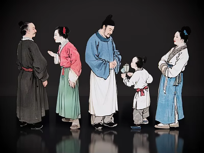 2D ancient costume ink and wash character virtual character ancient costume ink and wash family classical ink and wash character ancient painting family ancient painting character 3d model