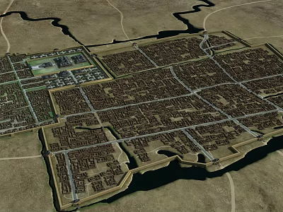 Ancient City Architecture With Grid Pattern Streets And Historical Urban Design 3d model