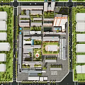 Aerial View Planning of Urban Residential Community With Green Spaces Road Network And Public Facilities