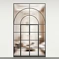 Arched Glass Windows With Black Grid Frames For Modern Interior Design 3d model