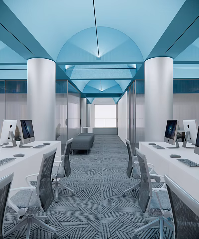 Modern public office area 3d model