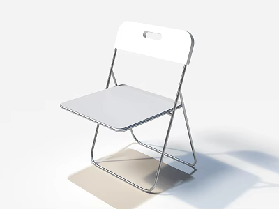 White Folding Leisure Chair With Sleek Metal Frame And Modern Design 3d model