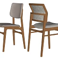 Modern Leisure Accent Chairs With Wooden Frame Upholstered Seat And Woven Backrest