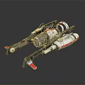 Futuristic Spaceship 3D Model With Mechanical Engines Red Thrusters And Streamlined Detailed Structure 3d model