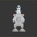 Clone Trooper Game Character Riding White Mechanical Walker With Blue Accents And Red Lights