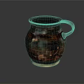 Handcrafted Clay Jug With Brown Black Textured Surface And Curved Handle