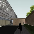 Modern Building Aerial View Featuring Landscaped Courtyard Green Plants And Roof Design