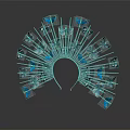 Elegant Fan Shaped Headpiece With Blue Butterfly Decorations And Exquisite Design
