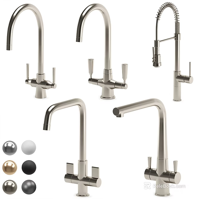 Stylish Modern Kitchen Faucets With Multiple Designs And Color Options 3d model