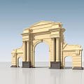Grand Classical Entrance Gate Featuring Arch Columns And Ornate Decorative Details